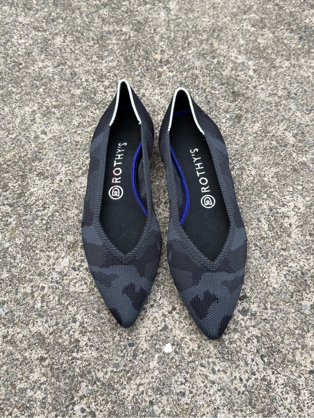 Rothy’s The Point Gray Camo Flats Women’s Size 6 | New-Like Condition